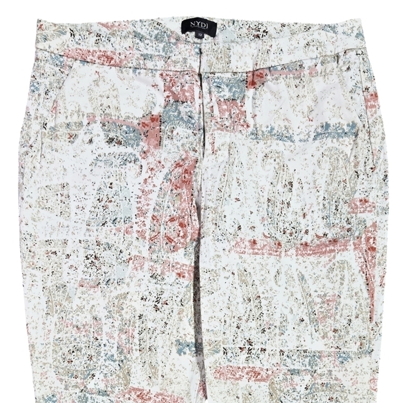NYDJ Paisley Impression Cream Everyday Ankle Trouser Pockets Boho Vacation - Picture 4 of 10